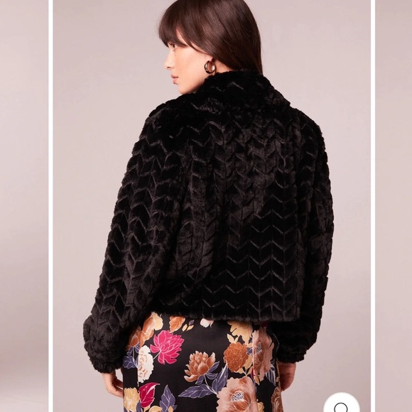 Band of the free Val collard black stunning fir coat jacket Small - Picture 2 of 11